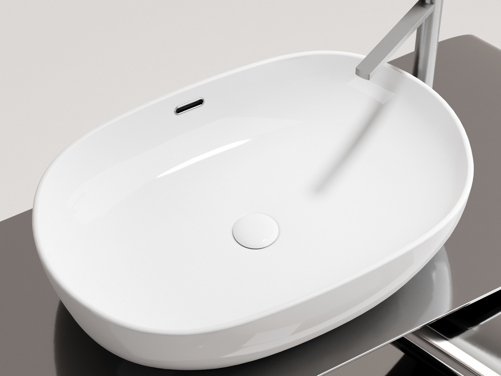 Умывальник чаша накладная овальная со сливом переливом Element 610x420x155мм