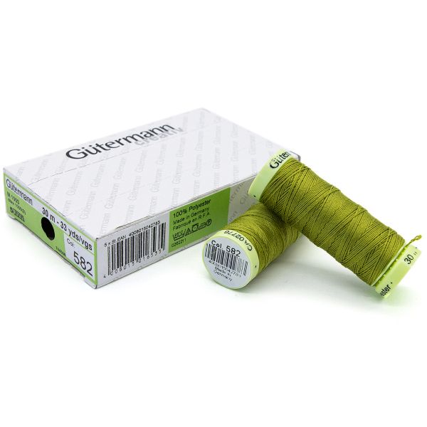 Нитки отделочные Gutermann Top Stitch 30 (30 метров), 5 кат. | 582 зеленая горчица