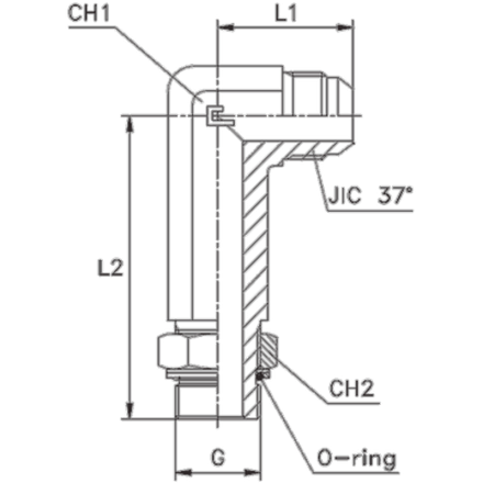 Штуцер FRMC90 JIC 9/16 BSP 1/2 удлин.