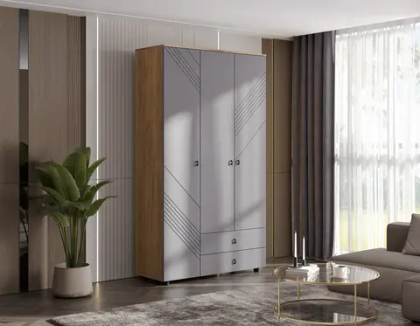 Шкаф 3-дверный с ящиками «Байкал» Графит 120 см