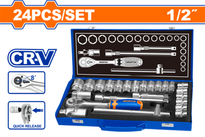 Набор головок с трещоткой 1/2" 24 шт (4) WADFOW WST2L24