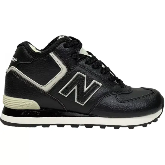 Кроссовки New Balance 574 High Leather Black с мехом