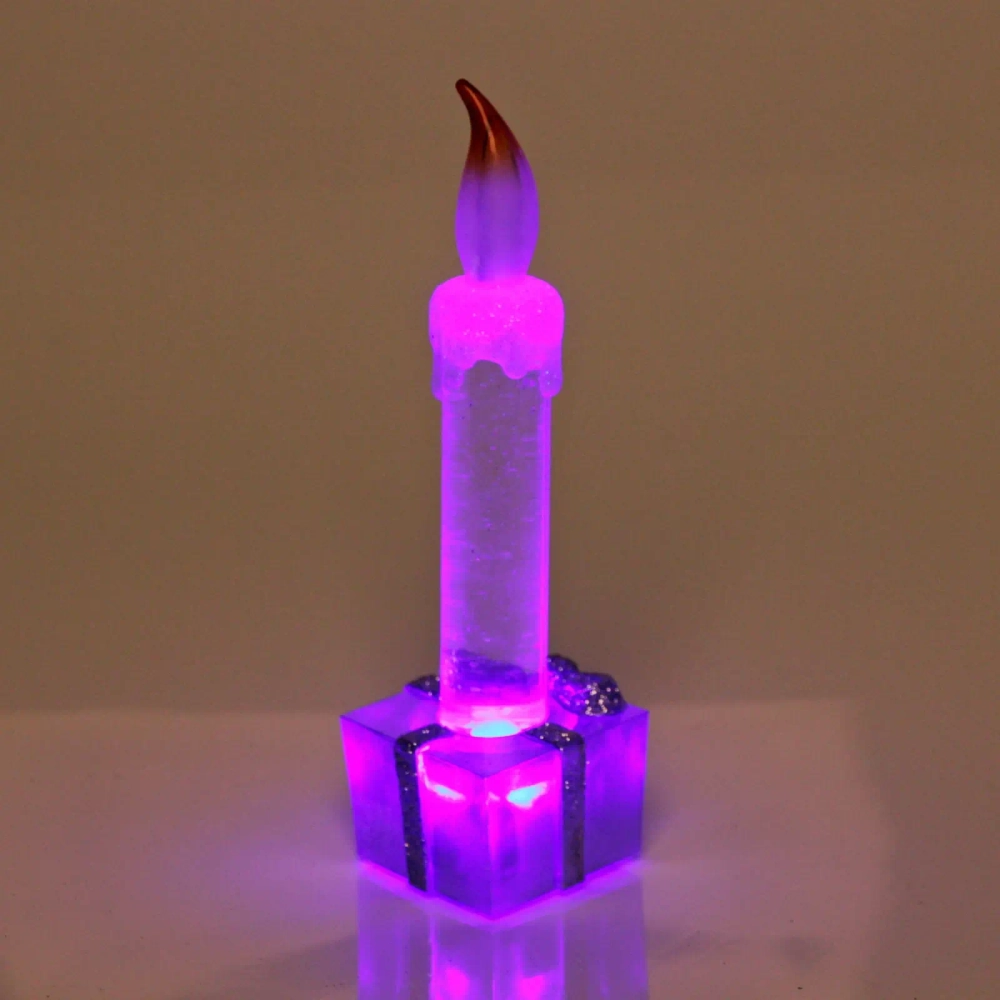 Сувенир с подсветкой «Свеча праздничная» 15 см, серебро