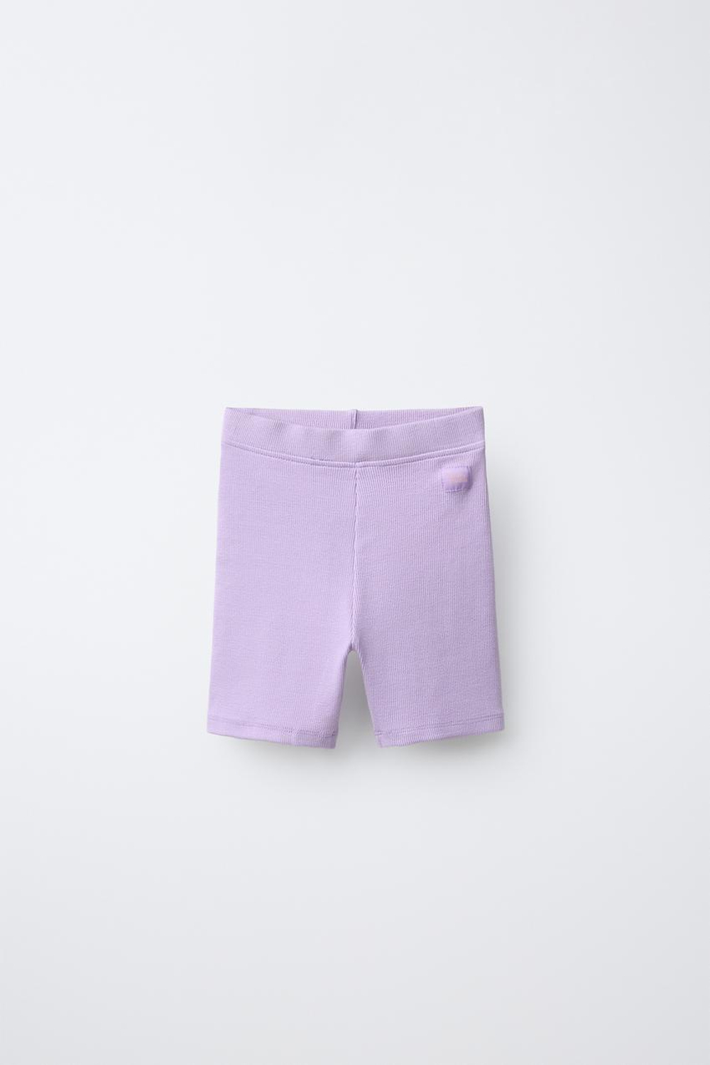 ZARA ВЕЛОСИПЕДКИ В РУБЧИК, ЦВЕТ МАЛЬВЫ