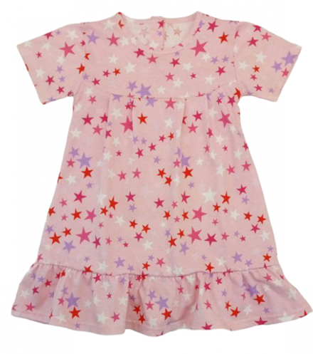 Платье 724/92 розовое, звезды цветные