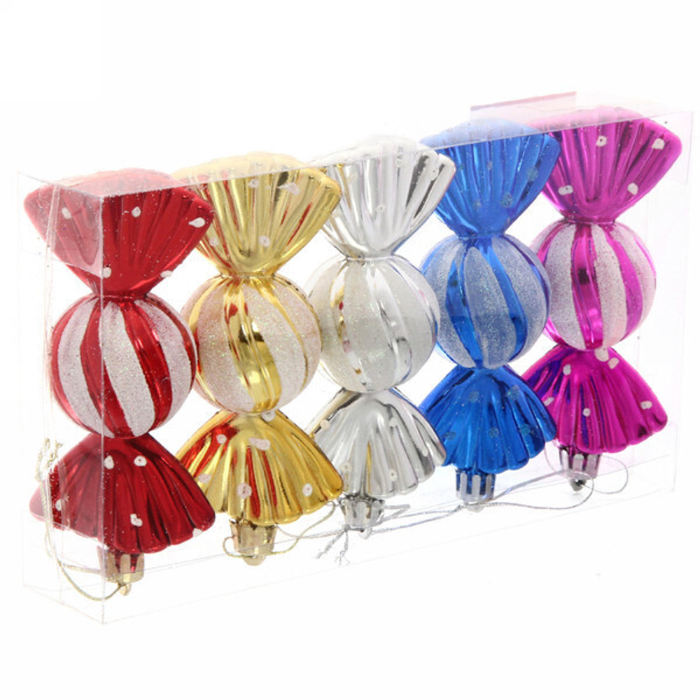 Ёлочные игрушки «Сладкие конфетки» 9,5см микс цветов (набор 5шт)