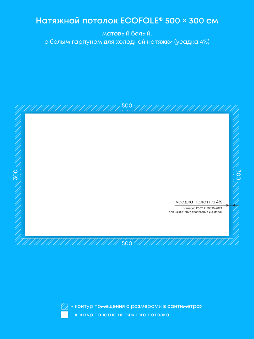 Матовый натяжной потолок 15 м2