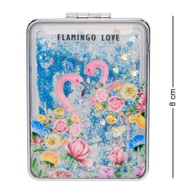 WW-111 Зеркало прямоугольное с плавающими блестками «Розовый фламинго» в асс.