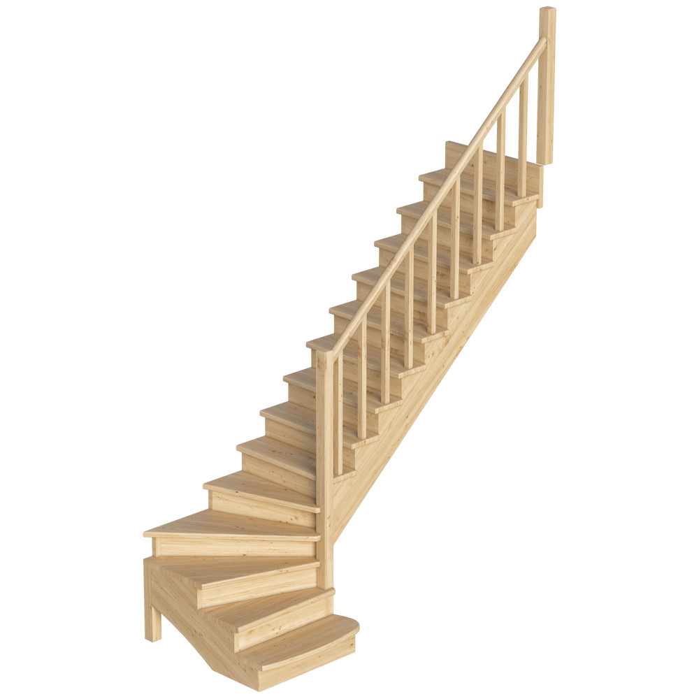 Лестница на второй этаж К-001м/7 Правая c подступенками