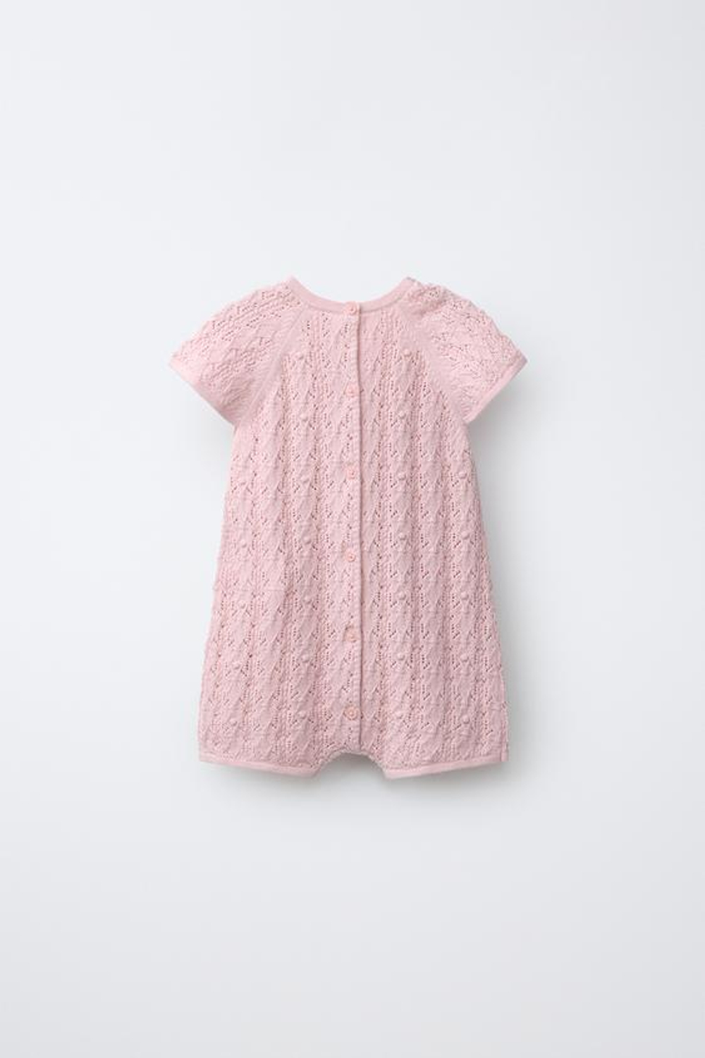 ZARA КОРОТКИЙ ВЯЗАНЫЙ КОМБИНЕЗОН, БЛЕДНО-РОЗОВЫЙ