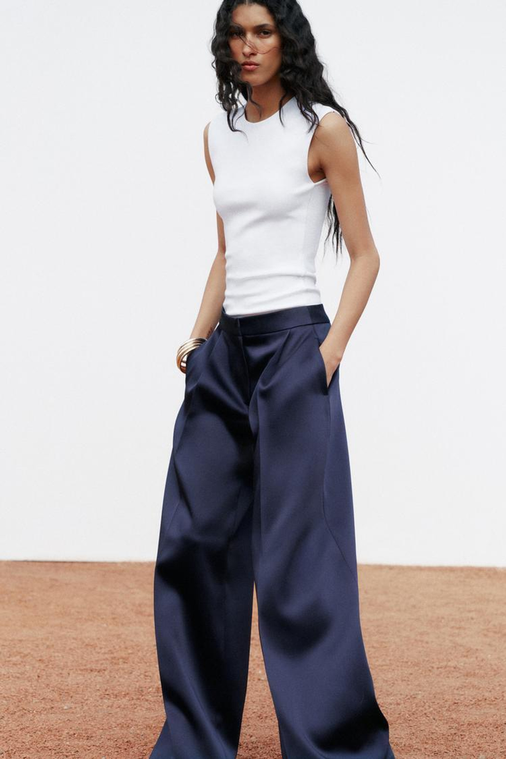 ZARA ТОП БЕЗ РУКАВОВ, БЕЛЫЙ