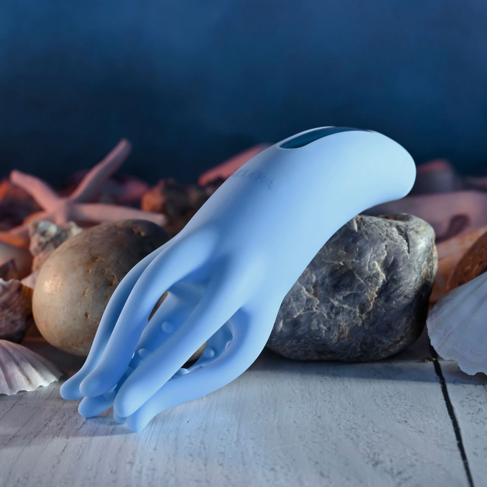 Голубой вибромассажёр Tentacle Tickler (Цвет: голубой)