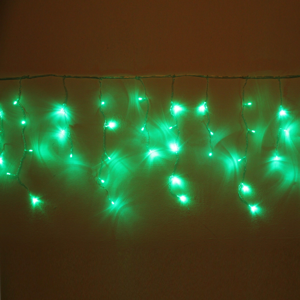 Гирлянда для дома БАХРОМА ш1,5м* в30/50см 48 ламп LED, прозрачн.провод, 8 реж, IP-20, Зеленый