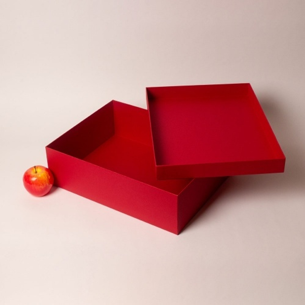 Коробка крышка-дно 40х12х30, красный, дизайнерская бумага