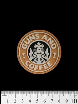 Шеврон Guns & Coffee PVC. Койот