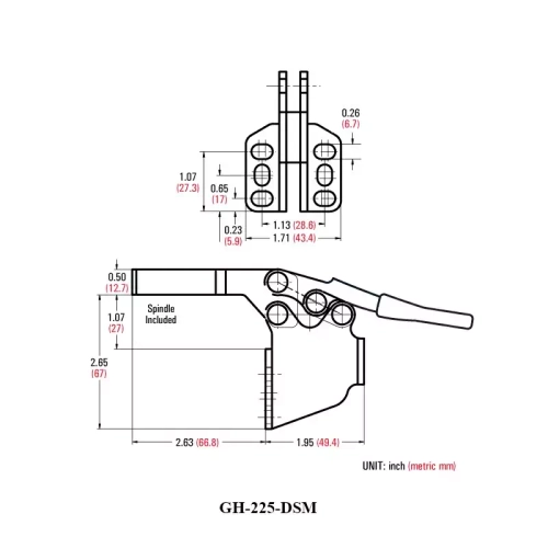 Зажим с горизонтальной ручкой GH-225-DSM Woodwork GH-225-DSM