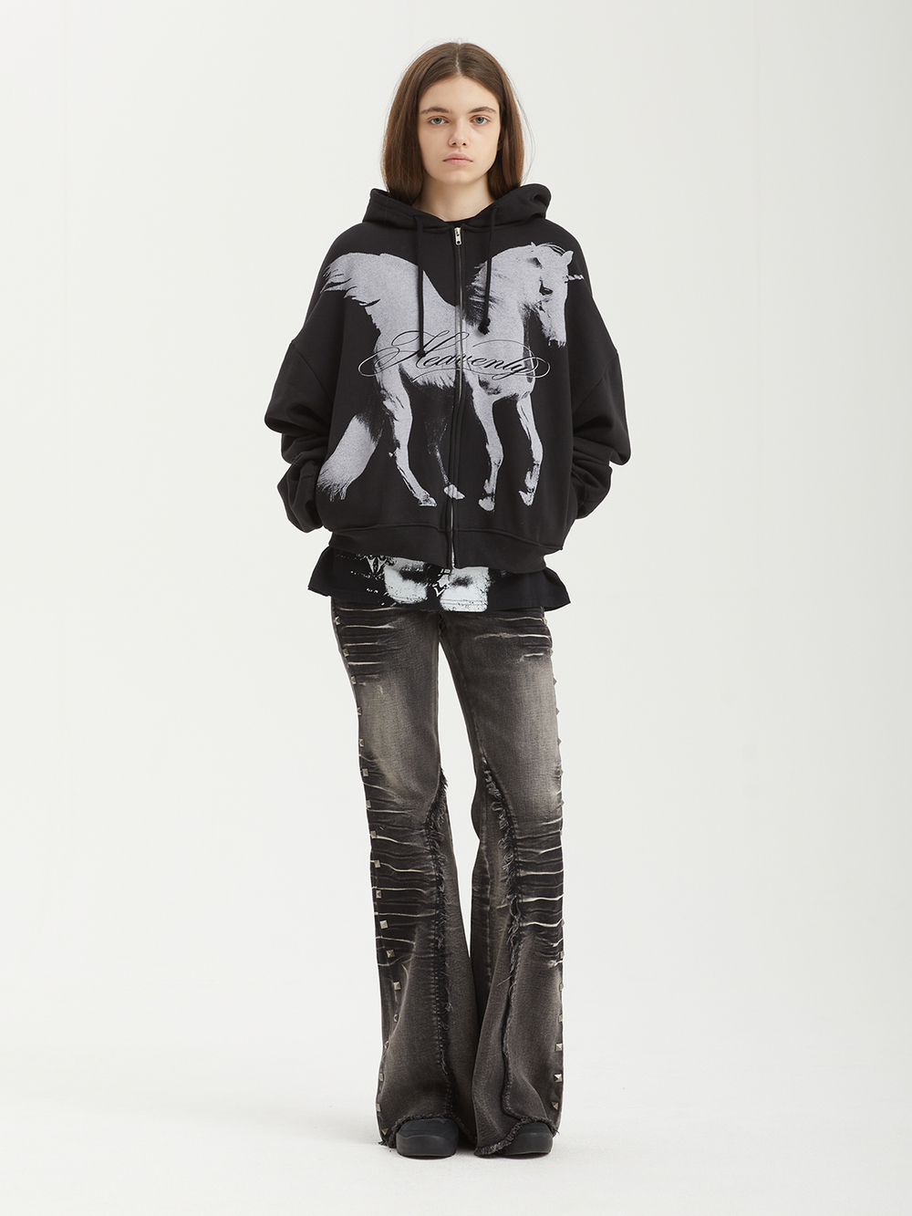 Женская Толстовка Black Unicorn Graphic Oversized Zip Up