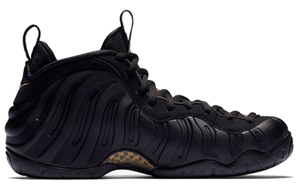 Nike Foamposite Pro black metallic gold spray foam mid-top retro basketball shoes women's liquid gold