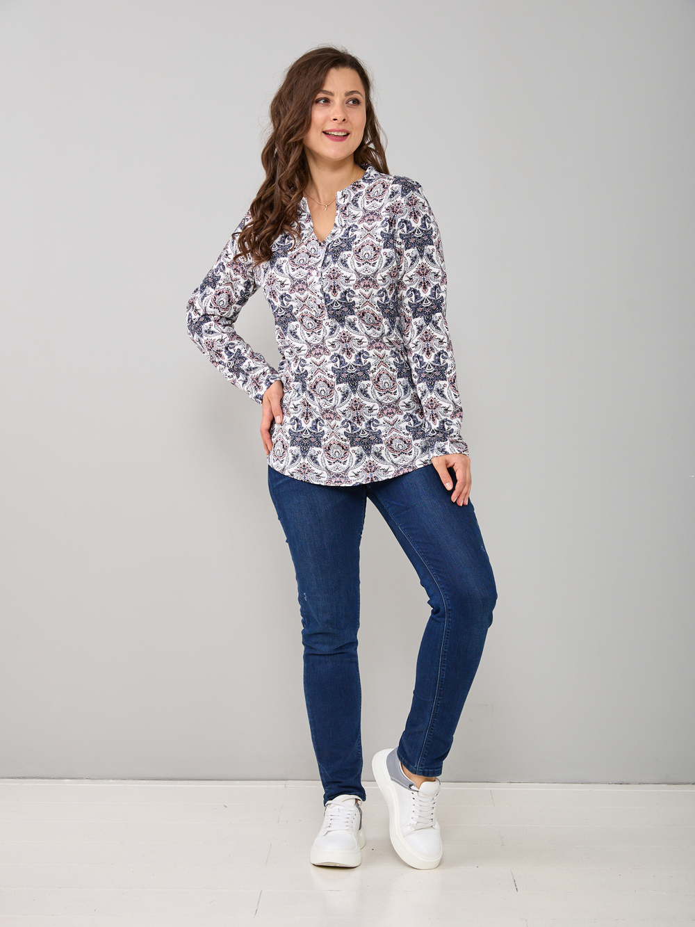 Блузка БЛ-22/серо-бежевый