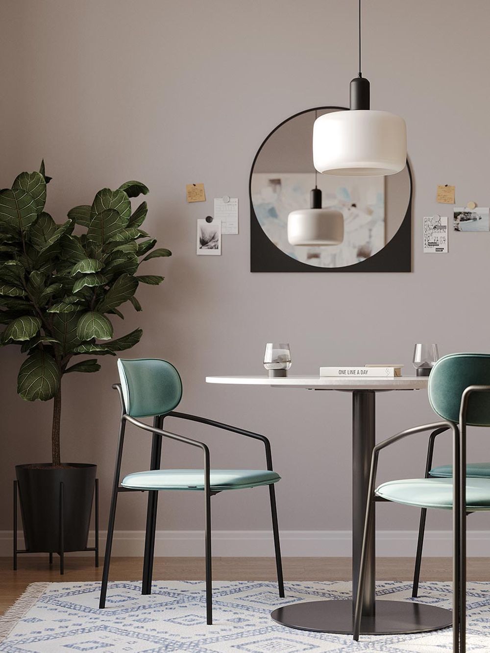 Стул Ror, Round, велюр, черный/зеленый