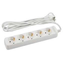 Удлинитель электрический ЭРА U-5e-5m-3x1,5 с заземлением 5 розеток 5м ПВС 3x1,5мм2 16А | Бытовые удлинители