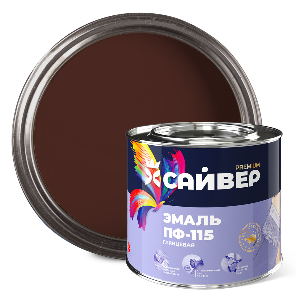 САЙВЕР  Эмаль ПФ-115 Шоколадная 1,8кг ГОСТ 6465-76