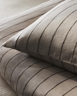 ZARA HOME НАВОЛОЧКА ИЗ ХЛОПКА И ЛЬНА В ПОЛОСКУ, СВЕТЛО-БЕЖЕВЫЙ