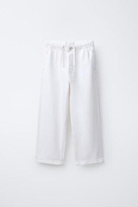 ZARA ДЖИНСЫ ШИРОКОГО КРОЯ, ЭКРЮ