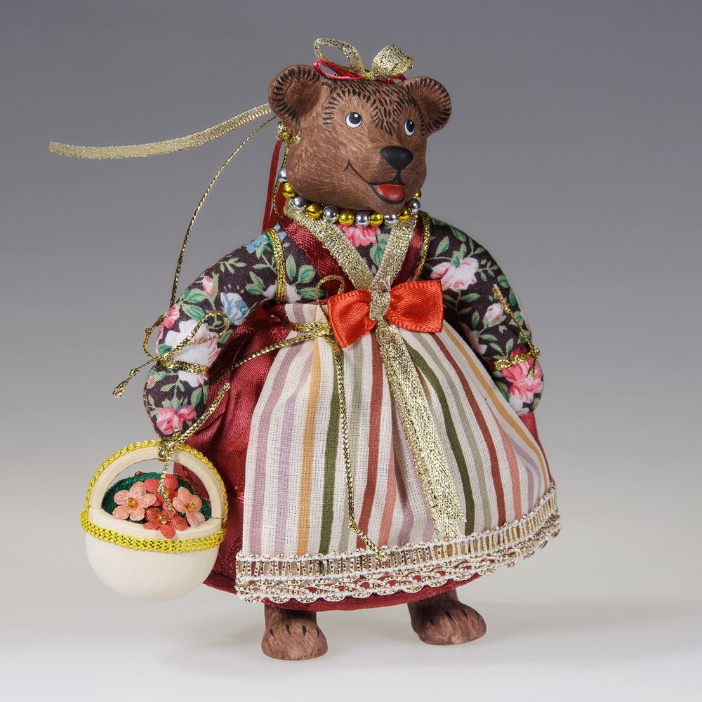Ёлочная игрушка Медведица "Маша" с корзинкой