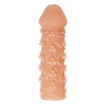 Телесная закрытая насадка 13,8см с пучками шишечек Cock Sleeve 009 Size S