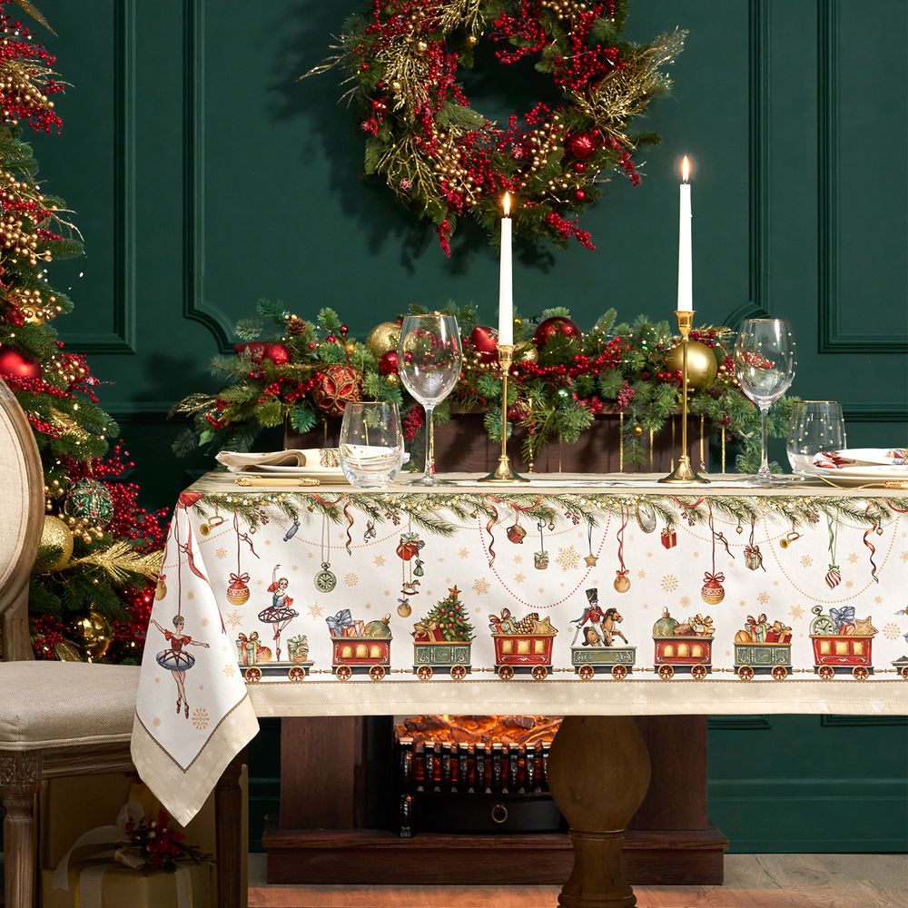 СКАТЕРТЬ "ЩЕЛКУНЧИК" 140Х180СМ БЕЖЕВЫЙ,100%ХЛОПОК , ТВИЛ