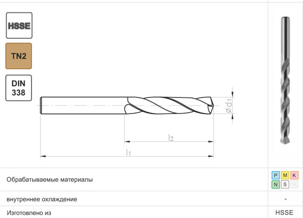 Сверло DIN-338 4,30 HSSCo5 INOX w2-101811-0430