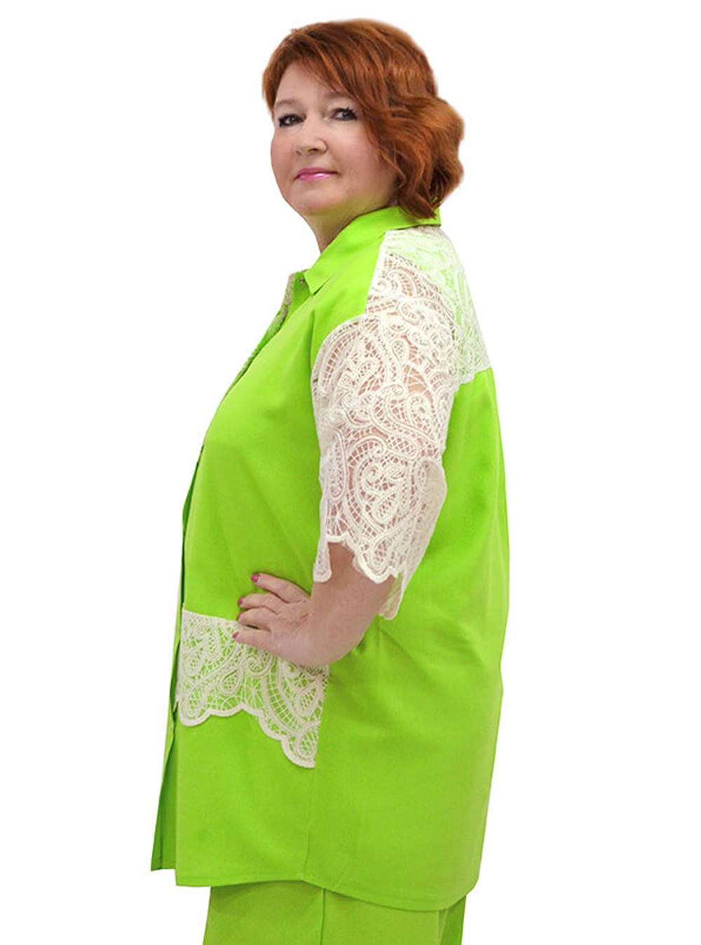 Жакет-рубашка с кружевом Лайм