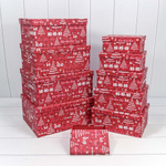 Коробка 34 х 26 х 15.3 см Набор 10 шт "Новый год" (Красный)