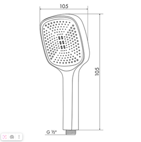 Лейка MELODIA LUXE квадрат 1 функция, 105x105 мм, хром/черный MKP26118 18681