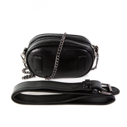 Маленькая стильная женская повседневная сумочка 2в1 на пояс или плечо чёрного цвета с ремнём из экокожи 18,5х10х5,5 см Dublecity DC809-1