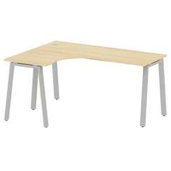 Metal System Стол криволинейный левый на А-образном м/к БА.СА-4 (L) Акация Лорка/Металл Серый 1600*1