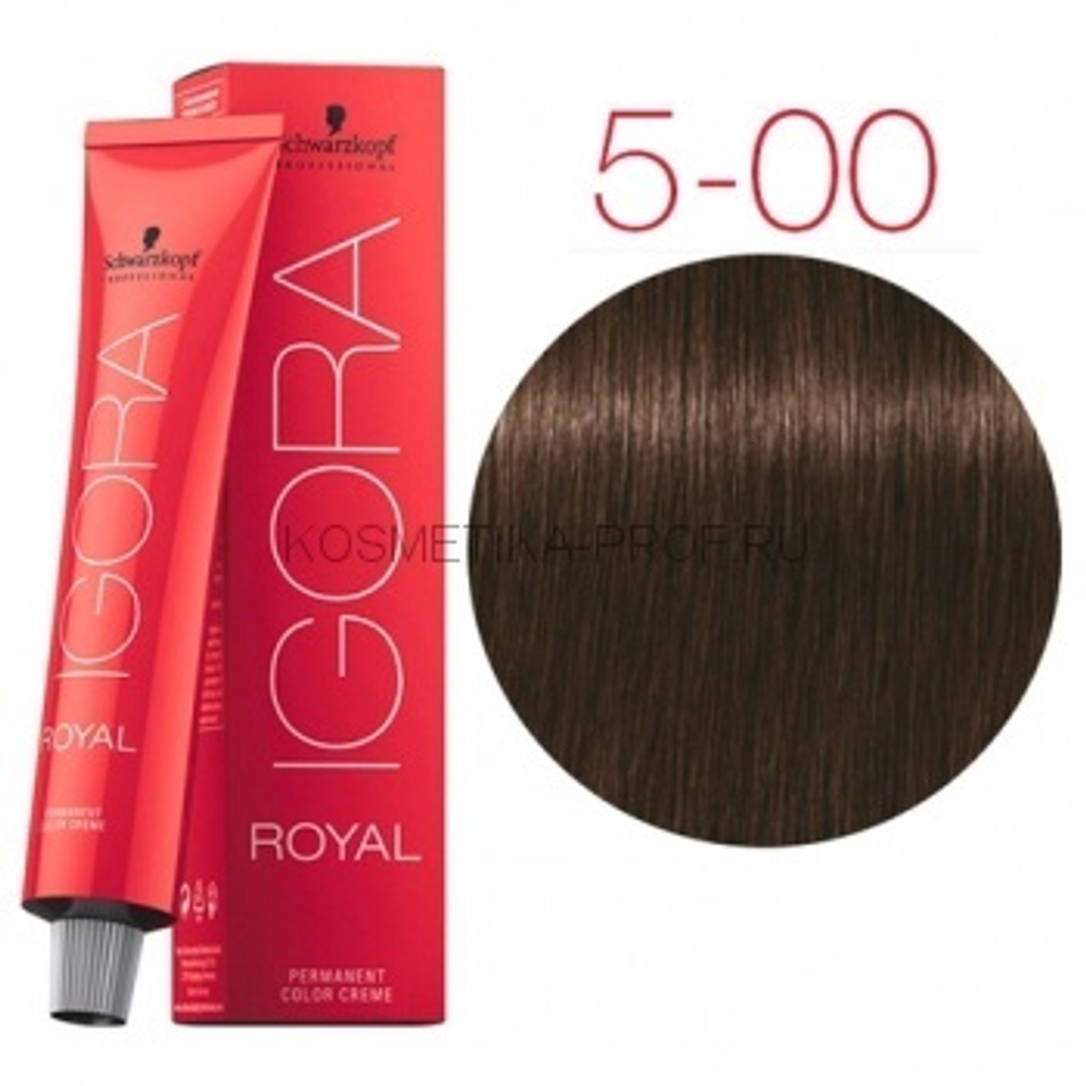 Краска для волос Igora Royal 5-00 Светлый коричневый натуральный экстра Schwarzkopf Professional, 60 мл
