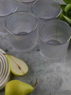 Набор ребристых бокалов для виски, 350 мл. 6 шт. перламутр