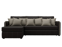 Диван угловой Лига-078 угол универсальный ЭКОКОЖА GRIFON 12 коричневый GRIFON 04 бежевый