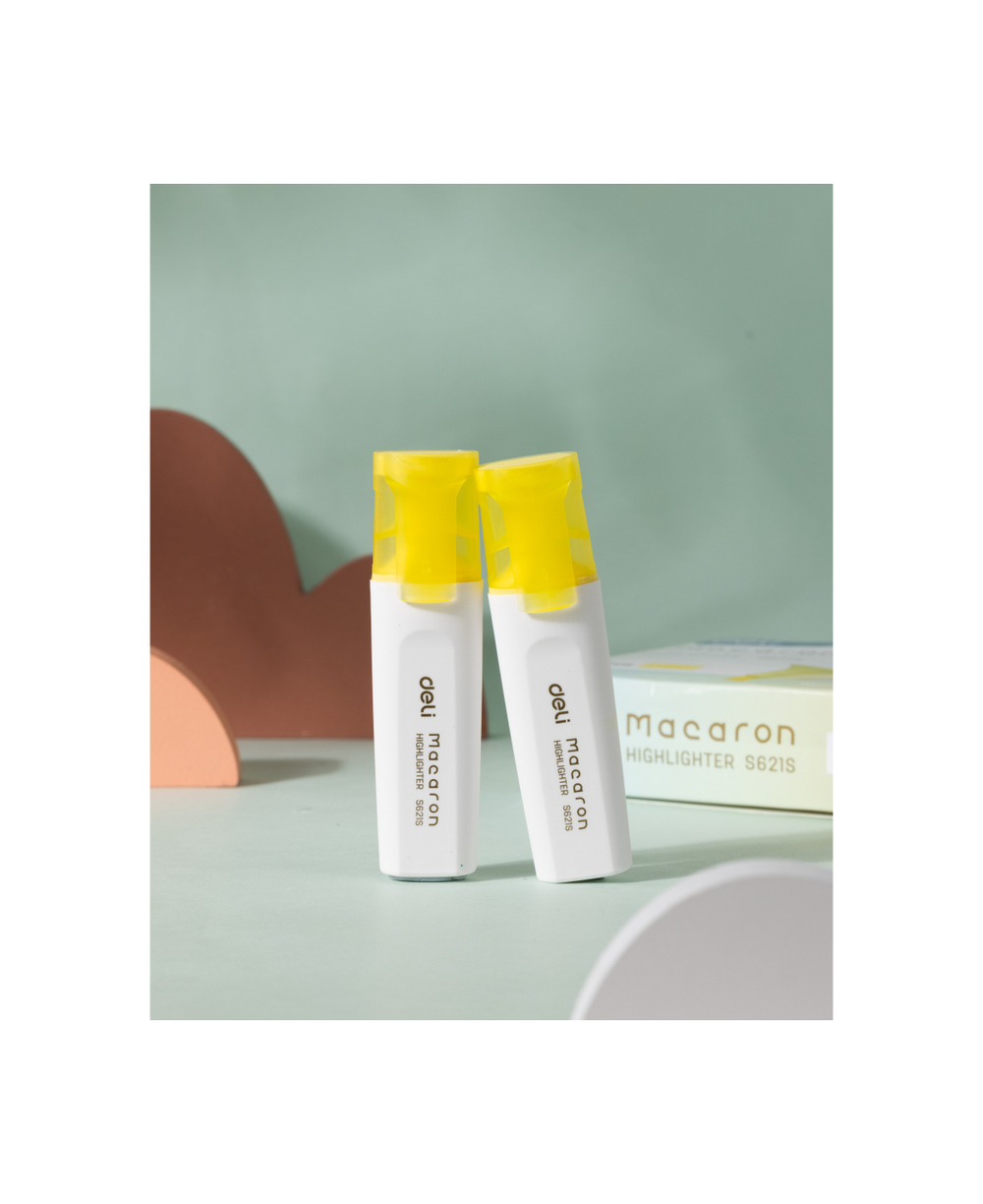Маркер текстовыделитель DELI Macaron 1-5мм, скошенный, желтый ES621