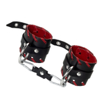 Черно-красные наручники из натуральной кожи (Цвет: черный с красным)