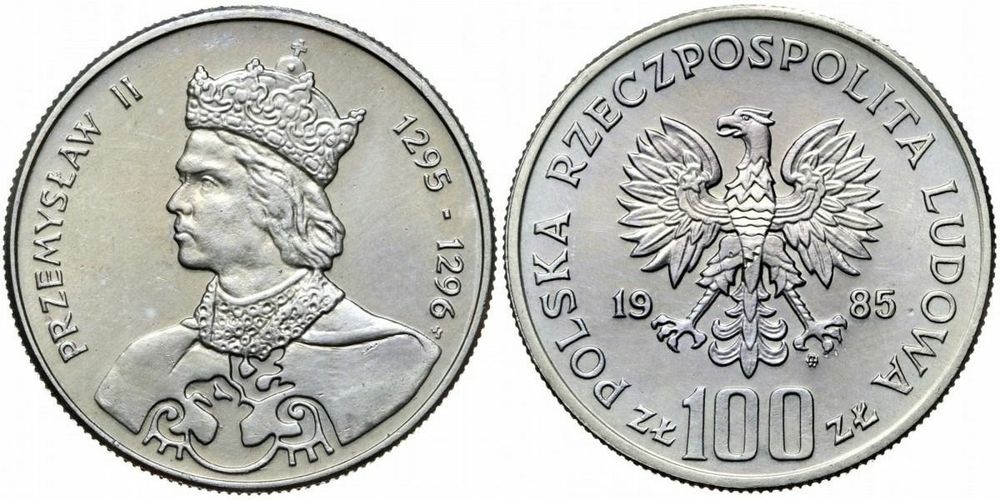 Польша 100 злотых, 1985 Король Пшемыслав II UNC