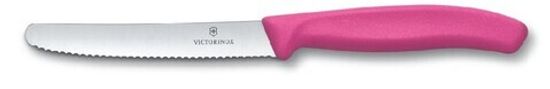 Кухонный нож Victorinox для резки и чистки розовый, волнистое лезвие 11 см