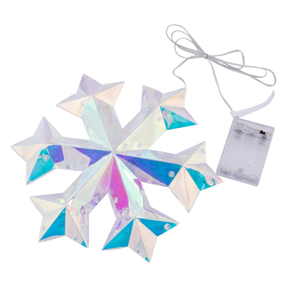 ULD-R512 3АА SNOWFLAKE Светильник декоративный Снежинка. на батарейках 3AA не в-к. 100 светодиодов. Белый свет. Цвет корпуса радужный. TM Uniel