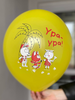 Воздушный шар с рисунком Синий трактор цвет в ассортименте 35см ПАЛИТРА №4348