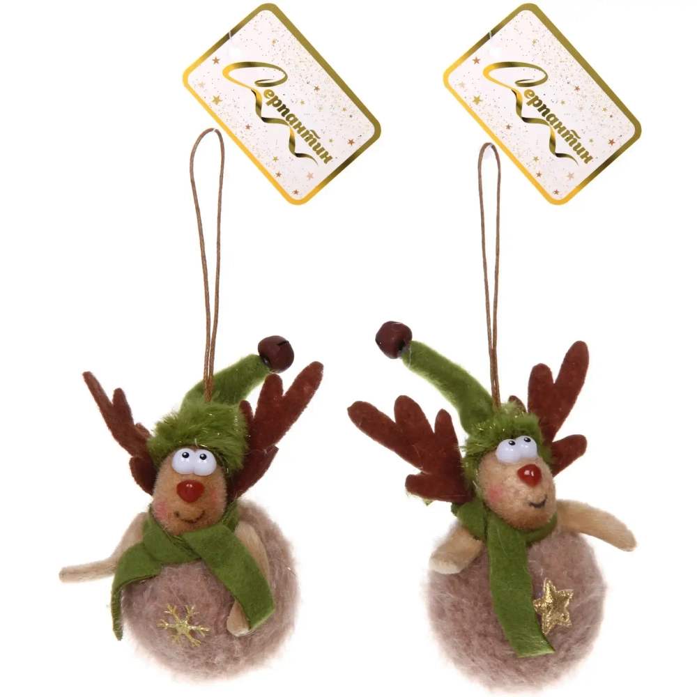Подвеска «Олененок в шарфике» 12 см (в ассортименте), Зеленый