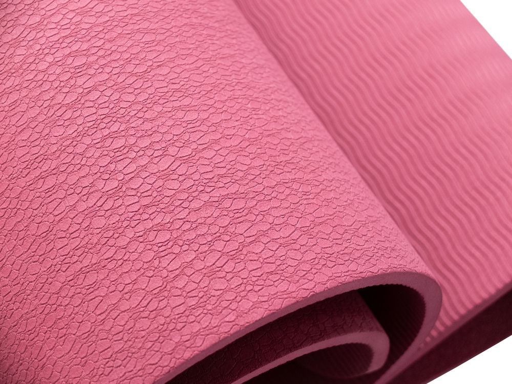 Коврик для йоги и фитнеса 185 х 80 см толщина 8 мм TPE бордовый