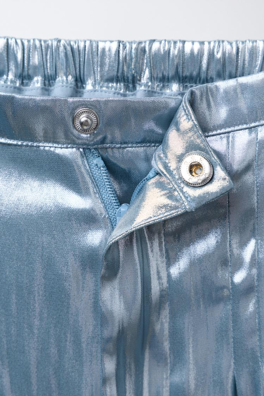 ZARA БРЮКИ С ЭЛАСТИЧНЫМ ПОЯСОМ И ОБОРКАМИ, СЕРЕБРИСТЫЙ