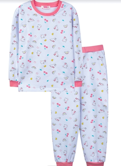 ПИЖАМА для девочки M1181FNR-2/5 р.92 белый зайчики (Такро)